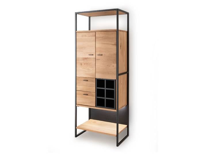 Highboard 64x173cm 'Glasgow' Wildeiche & Metall schwarz Weinfach