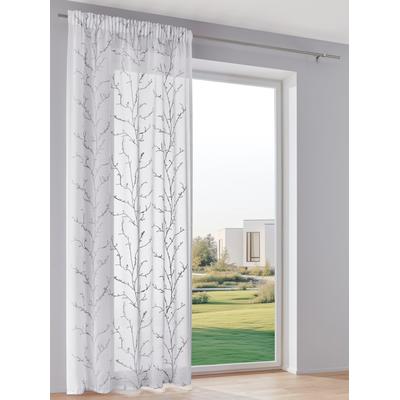 Gardine HEINE HOME Gr. 3, weiß (weiß, grau), B:140cm H:225cm, Polyester, Gardinen, Gardine