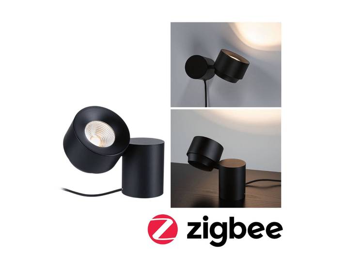 Paulmann Puric Pane ZigBee Tischlampe Höhe 16 cm Pane, dimmbar, schwarz, für Wohn- / Esszimmer, Metall, Modern
