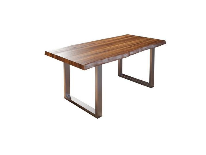 SAM® Baumkantentisch Ute, massives Akazienholz, natürliche Baumkante, Metallgestell U-Form