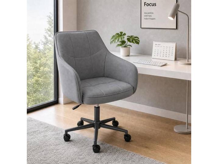 Chaise bureau ergonomique-MENGDA-Fauteuil- Siège pivotant-Hauteur réglable-Capacité 120 kg-Pour bureau chambre-Gris