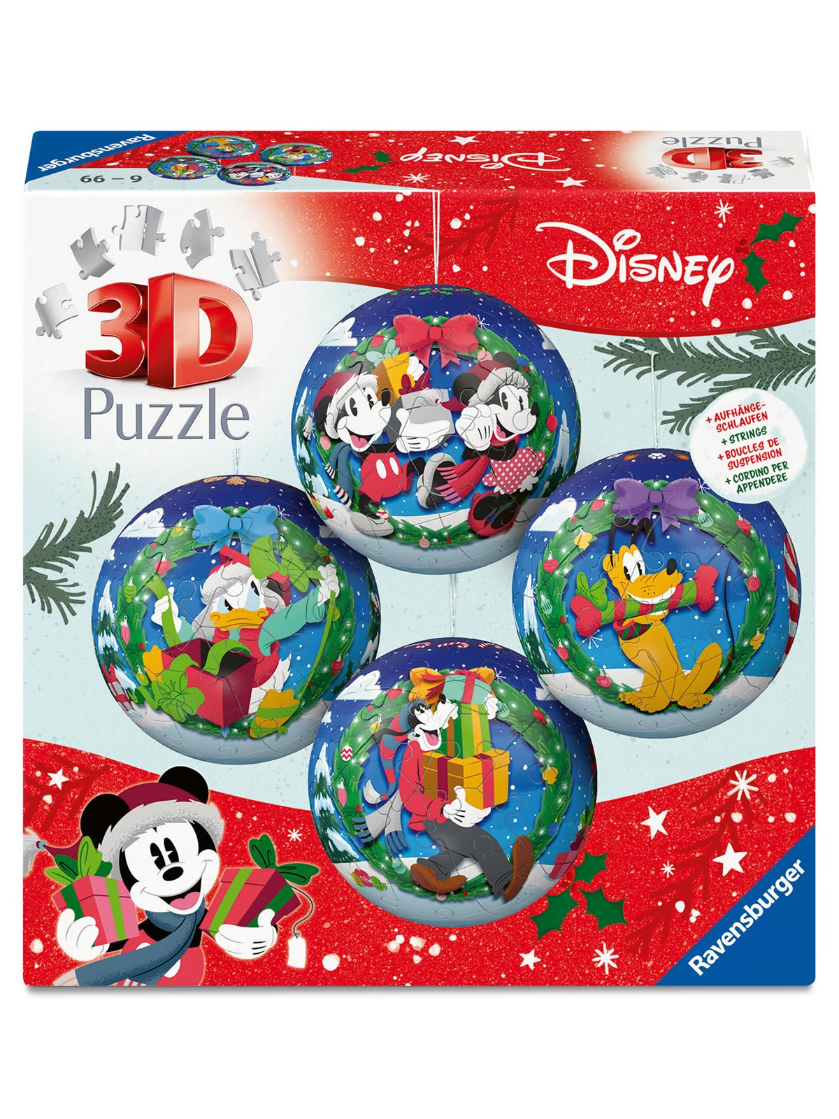 Ravensburger 3D Puzzle-Ball 4 Stk. Disney Weihnachtskugeln in einer Box 3D Puzzle