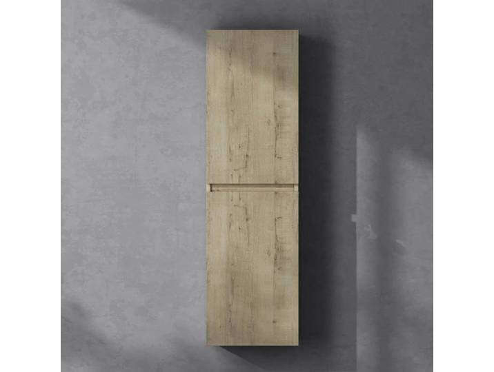 Sogood Meuble Colonne Salle de Bain Suspendu 35x20x120cm Colonne de Rangement Armoire Latérale Chêne Clair Design Verona