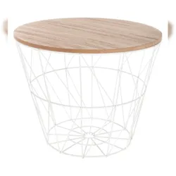 Atmosphera Kumi - Beistelltisch Ø38x30,5cm aus Eisen und MDF in Weiß
