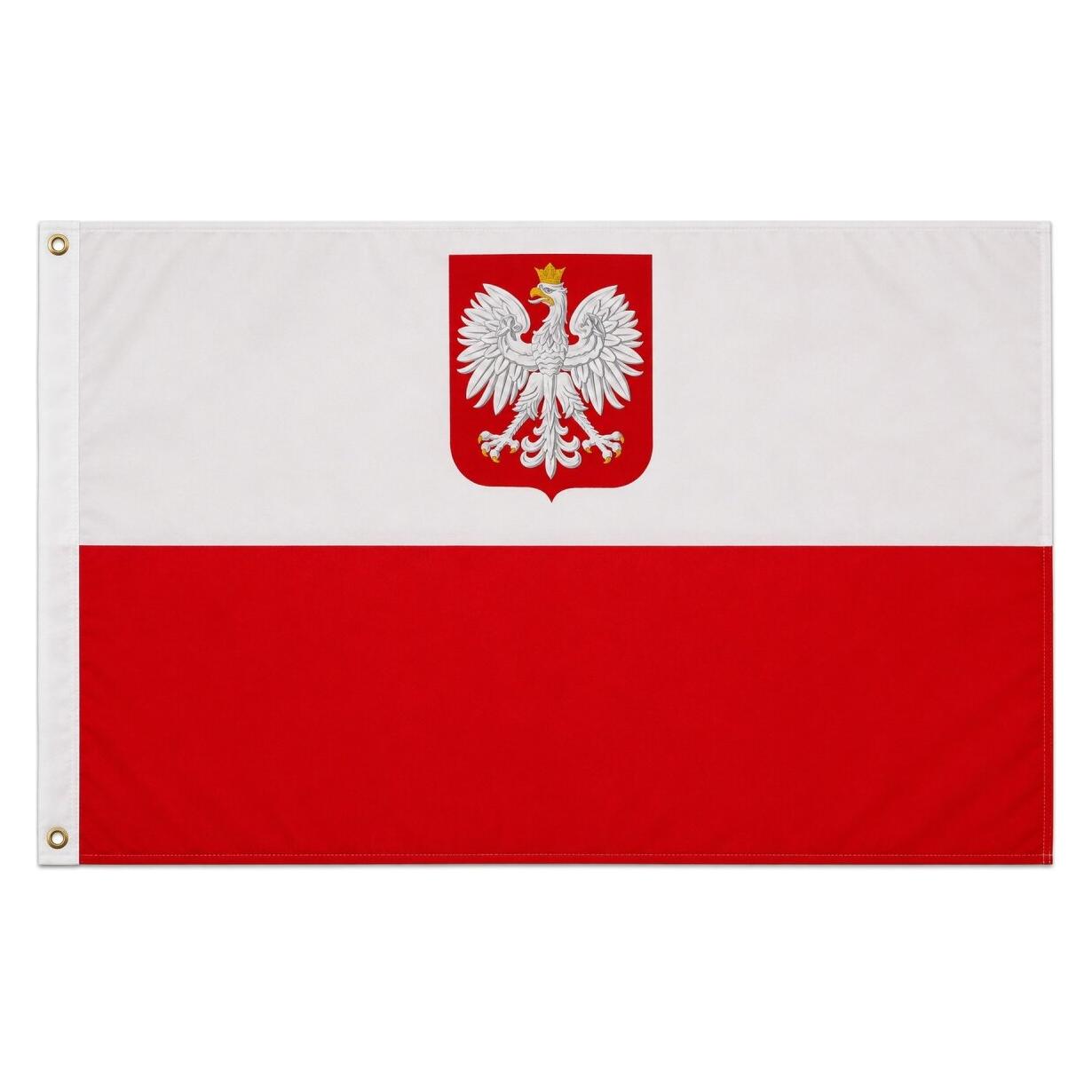 trends4cents Flagge Polen mit Wappen 150 x 250 cm Fahne mit 3 Ösen 100g/m² Stoffgewicht (150 x 250 cm) (32205862)