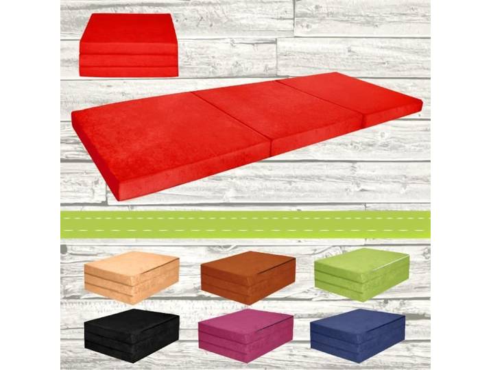 Chauffeuse couchage d'appoint matelas pliant lit d'invité futon 195x80x9cm ROUGE