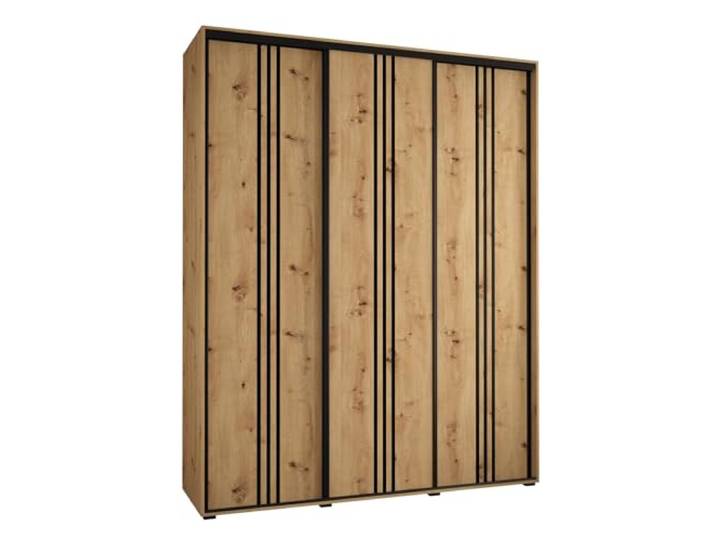 MEBLE KRYSPOL Davos 6 200 Schlafzimmerschrank mit DREI Schiebetüren - Moderner Kleiderschrank mit Kleiderstange und Regalen - 235,2x200x45 cm - Artisan Artisan Schwarz