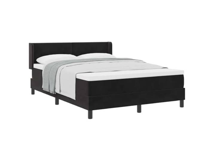 KKgypkn Boxspringbett mit Kopfteil Schwarz Samt 200 x 140 cm, Boxspringbett mit Matratze, höhenverstellbares Kopfteil, mittelharte Taschenfederkernmatratze, stabile Pfostenbeine,