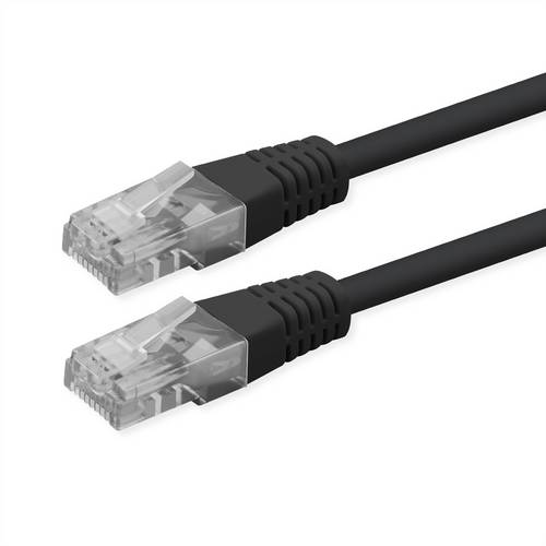 Roline Patchkabel Cat.6 (Class E), UTP, PoE, schwarz, 0,3m