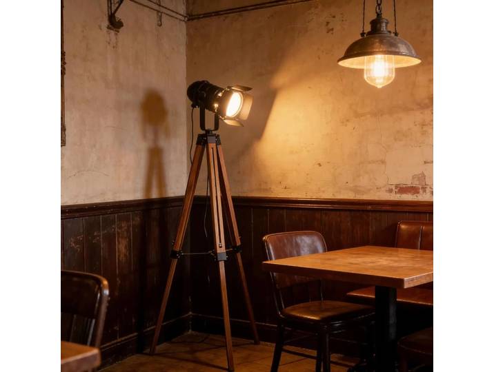 Lampes sur pied rustiques vintage de style loft américain pour salon, bureau, éclairage d'étude, lampe sur pied industrielle en bois noir à LED