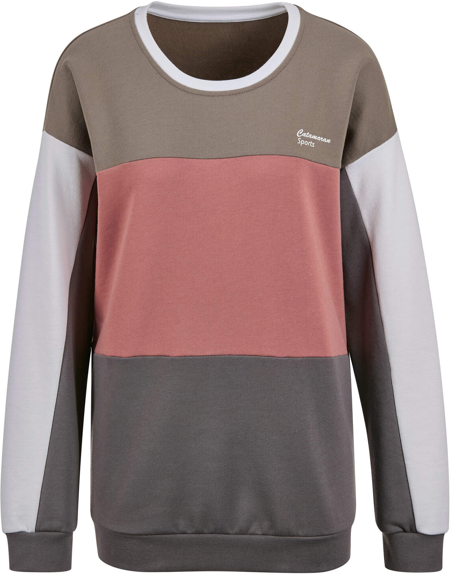 Sweatshirt WITT "Sweatshirt Sweatshirt in Colour-Blocking", Damen, Gr. 36/38, rosa (anthrazit, rosenholz), Sweatware, , Rundhals, Sweatshirts Sweatshirt