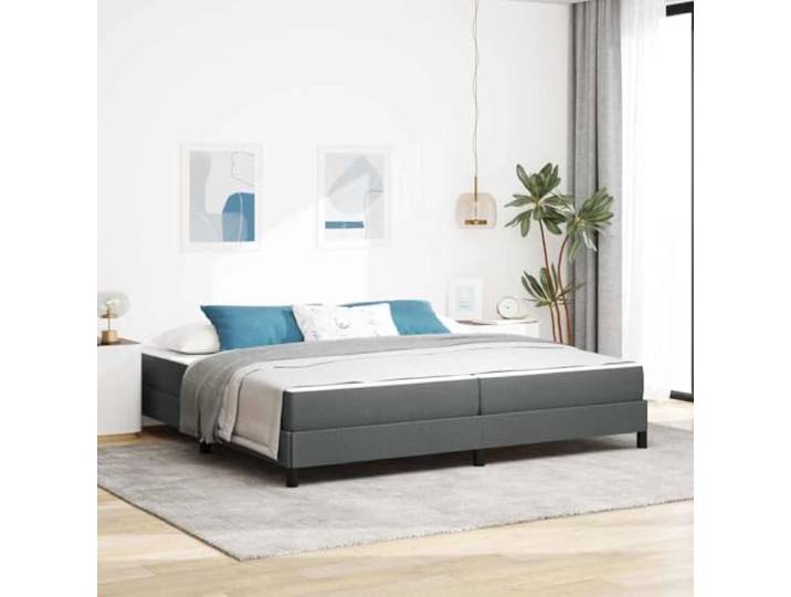 Strapazierfähiger Holzwerkstoff Atmungsaktiver Stoff Elegantes Boxspringbett mit Matratze Dunkelgrau 200x200 cm Stoff Kaiserbett mit Lattenrost und Taschenfedern