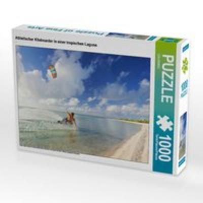 CALVENDO Puzzle Athletischer Kiteboarder in einer tropischen Lagune. | 1000 Teile Lege-Größe 64x48cm Foto-Puzzle für glückliche Stunden