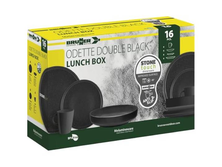 Brunner - Campinggeschirr Lunch Box Odette Double Black 16-teilig