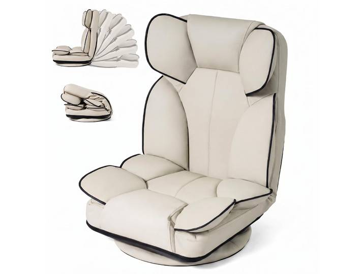 Costway Fauteuil De Sol Pliable Pivotant (beige)