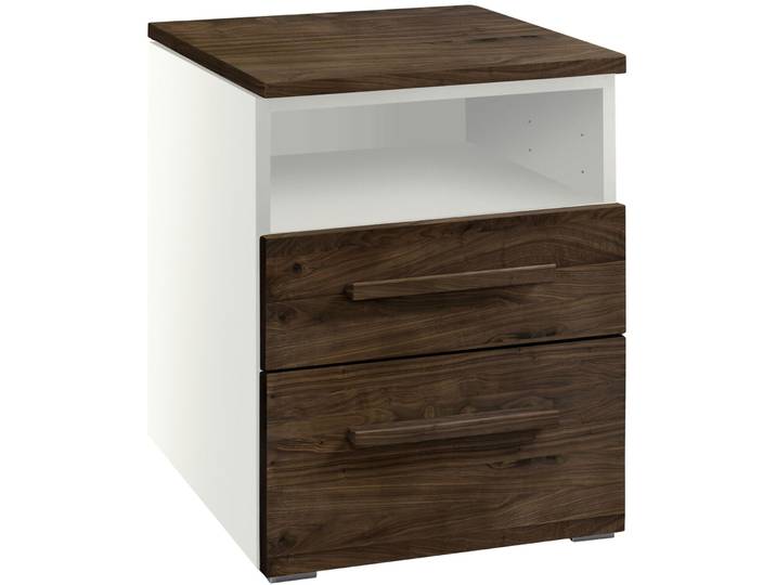 Hasena Nachttisch Reinhold Nussbaum, Weiss Holz, MDF Massivholz B 45 H 55 cm