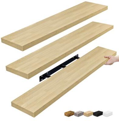 "Sorbus Extra Large Floating Shelves Set of 3, Long Faux Wood Wall Mounted Floating Shelves - 9.25""L X 47” W X 1.5” H"