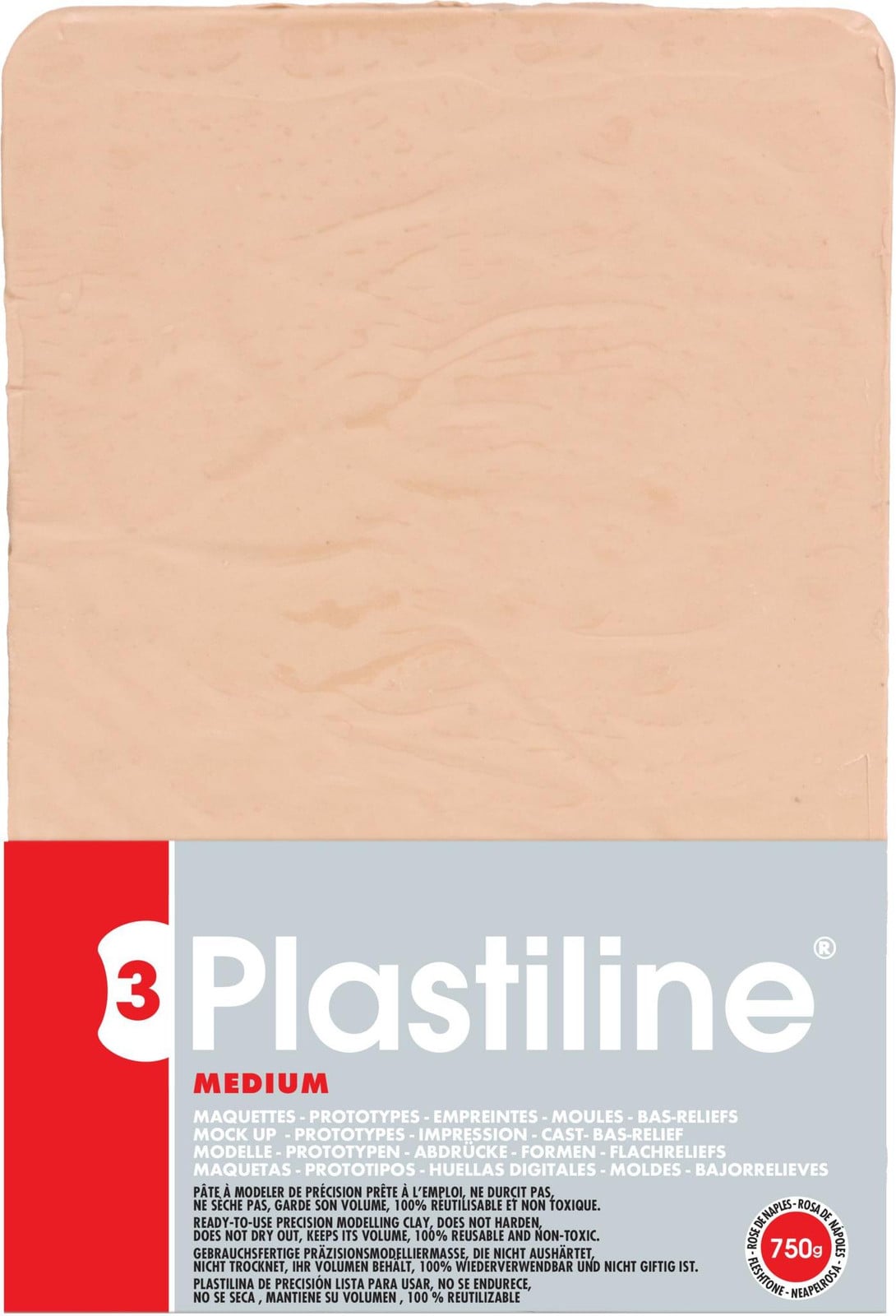 Plastiline modelleerklei, 750 gram, hardheidsgraad 3 (medium), Roze 7255T