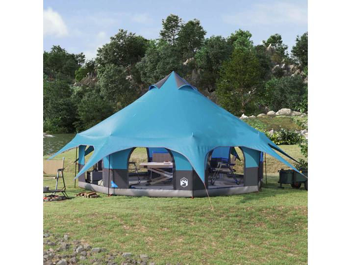 Tente familiale bleue pour 10 personnes, imperméable, coupe-vent, pour festivals, randonnées, camping, pêche