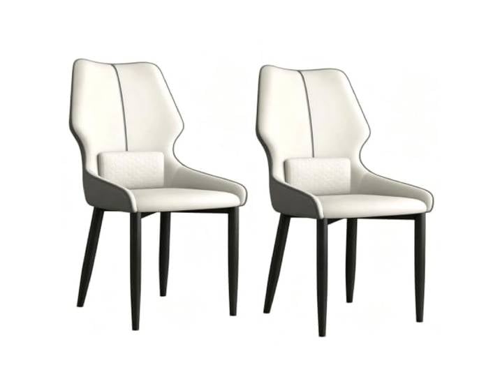 2er-Set Esszimmerstuhl aus Mikrofaserleder mit Lendenkissen Rahmen aus Kohlenstoffstahl, hochelastischer Schwamm, leicht abwischbare Oberfläche(Light Gray)
