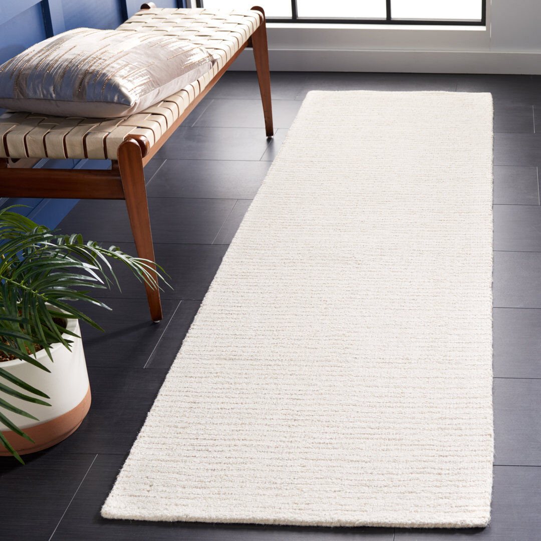 Blue Elephant Maja Handmade Tufted Wool Ivory/Beige Rug Ivory;Beige Runner 69 x 183 cm