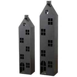 Boltze XXL Laterne Alba, 2-teilig, 120/150 cm, schwarz