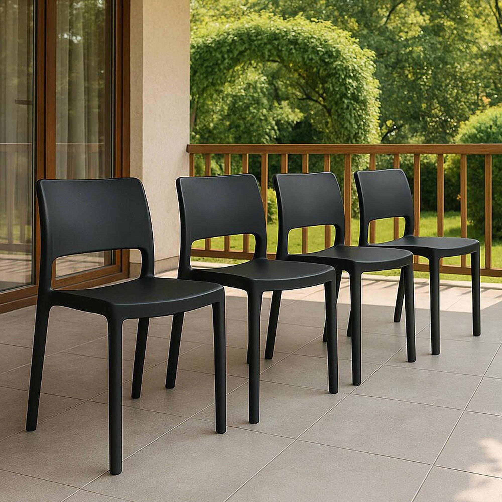 Dmora Stapelstühle Outdoor Ancona Grau 4er-Set