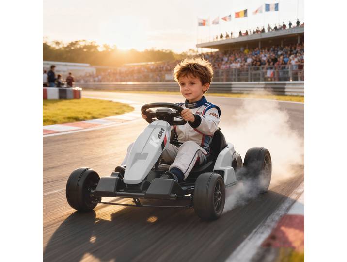 AIYAPLAY Go-kart Électrique Enfant 24V 2 Moteurs Drift Blanc