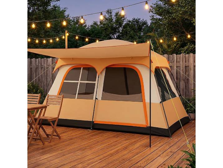 Grande tente de camping pour 4 à 6 personnes, 2 chambres, grande tente familiale, tente de pêche, tente de voyage en famille, équipement de randonnée en plein air, imperméable et résistant au vent