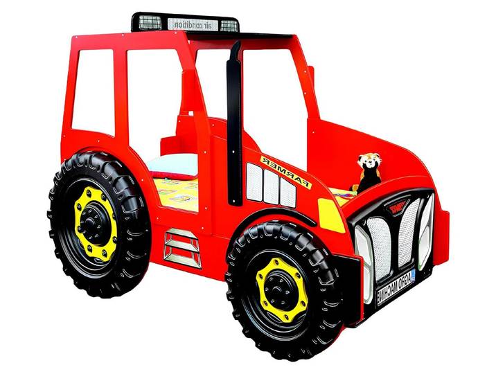 Xlmoebel Bett Rotes Traktor-Kinderbett aus robustem Material für kleine Abenteurer (Kinderbett, 1-tlg., Kinderbett Traktor Rot), Hergestellt in Europa