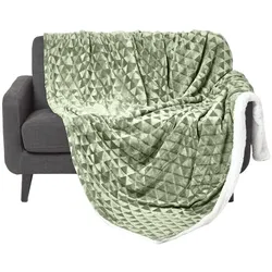 KUSCHELDECKE Sherpa 130/160 cm, Samtdecke mit Dreieckmuster