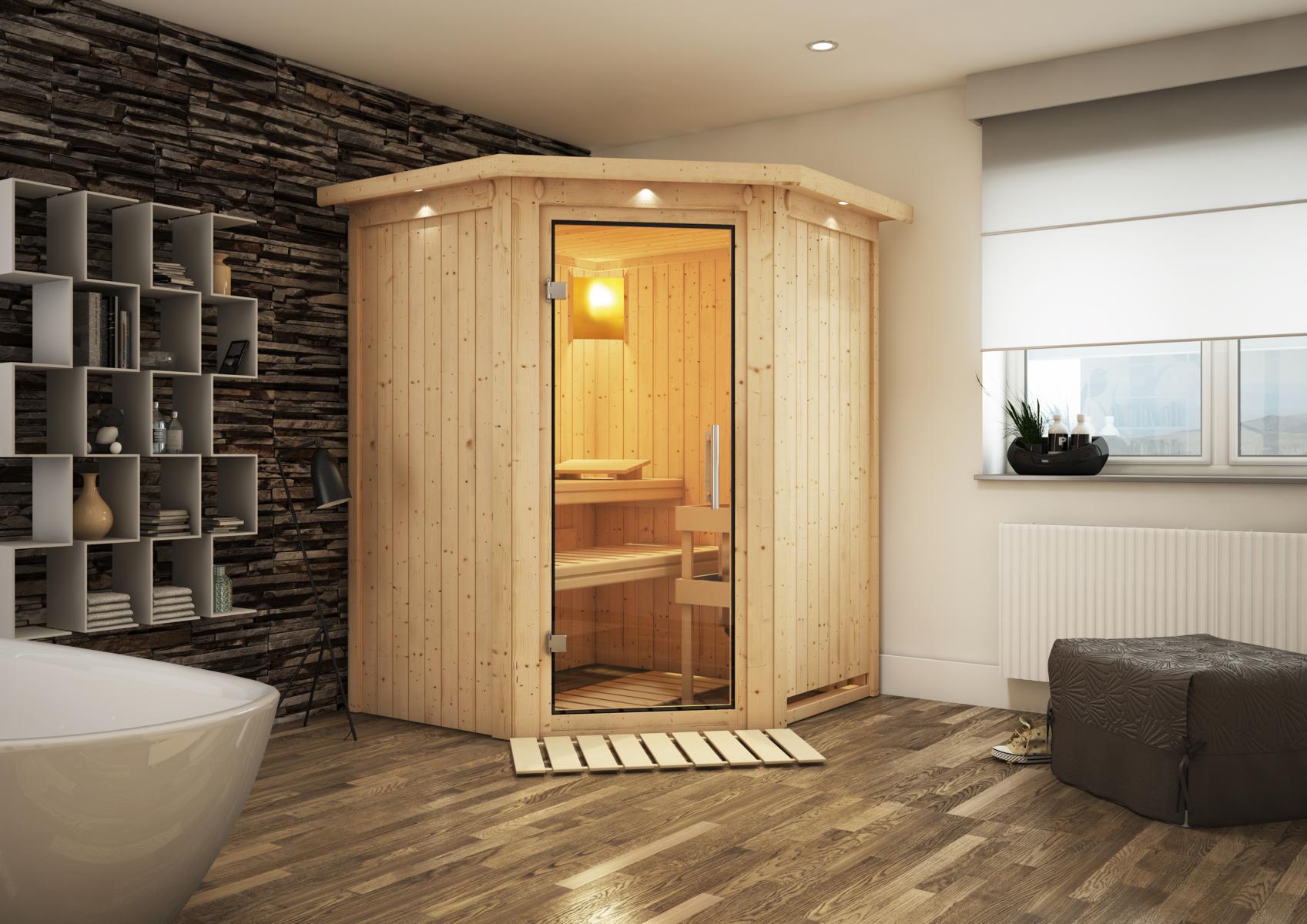 KARIBUHOLZT Sauna Larin Eck, o. Zub. klarglas GGT u. DK 16879800