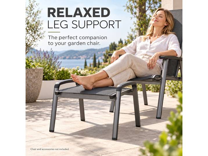 MWH Elements Pouf d'extérieur, Dessus en maille grise, Mobilier de jardin pour terrasse et balcon, 1 colis