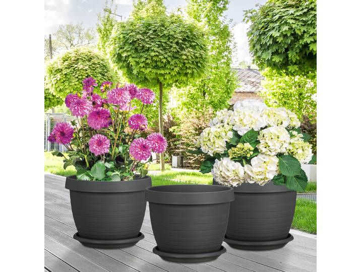 Ensemble de pots à plantes 270/331 6 39 x 30 x 39cm Gris/Gris