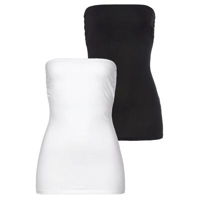 Bandeautop LAURA SCOTT, Damen, Gr. 44L, schwarz-weiß (weiß, schwarz), Jersey, Obermaterial: 95% Baumwolle, 5% Elasthan, unifarben, Basic, sehr figurbetont, Tops, trägerlos und figurbetont