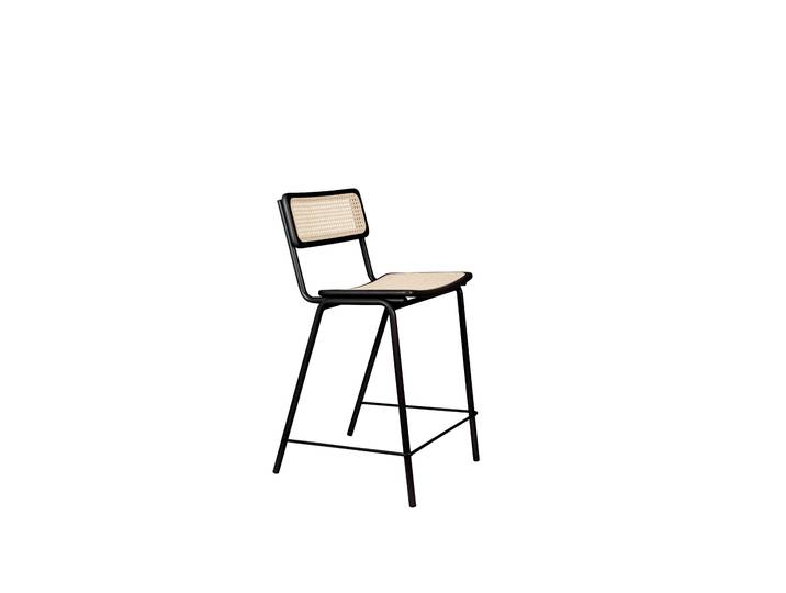 2er Set Zuiver Jort Barhocker Stahl/Rattan Natur/Schwarz
