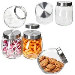 6er Set DORA Keksglas / Bonbonniere 2 Liter aus Glas mit Metall-Deckel - 23467340*****Standort: Gos-1
