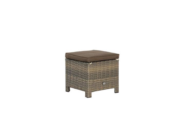 Gardenson Gartenhocker Salerno, Braun, Naturfarben, Metall, Kunststoff, quadratisch, 40x40x40 cm, Gartenmöbel, Gartensessel, Gartenhocker