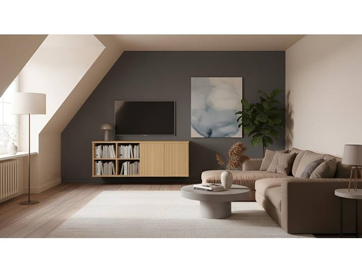 Hängesideboard aus Esche Esche Natur geölt