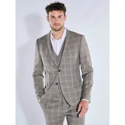 emilio adani Herren Anzug-Sakko aus elastischem Hightech-Material Grau slim fit kariert - 46