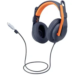 Logitech Zone Learn - CLASSIC BLUE - WW-9006 (Kabelgebunden, USB-C), Office Headset, Schwarz, Orange