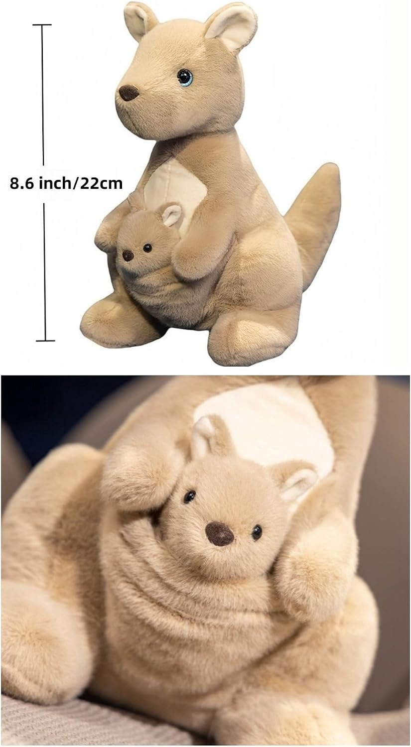 Zacht pluche kangeroe knuffel met baby voor kinderen