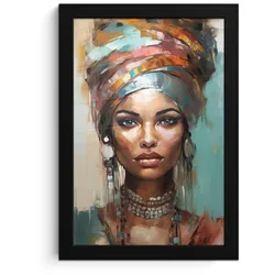 POSTER MIT RAHMEN Frau - Kunst - Schmuck - Porträt Poster 20x30 cm