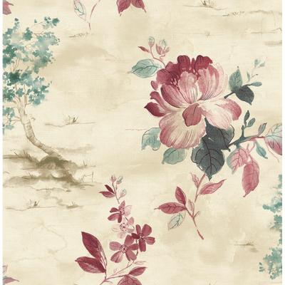 Seabrook Designs Pergola Floral Scene Unpasted Wallpaper