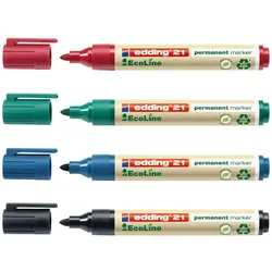 edding 21 EcoLine Permanentmarker: schwarz, blau, rot, grün - 4 Stück