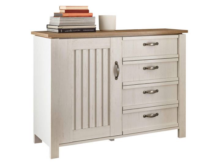 Landscape Kommode, Pinien, Eiche Artisan, 2 Fächer, 4 Schublade(n) Schubladen, 117x86x41 cm, Beimöbel erhältlich, stehend, Wohnzimmer, Kommoden & Sideboards, Kommoden