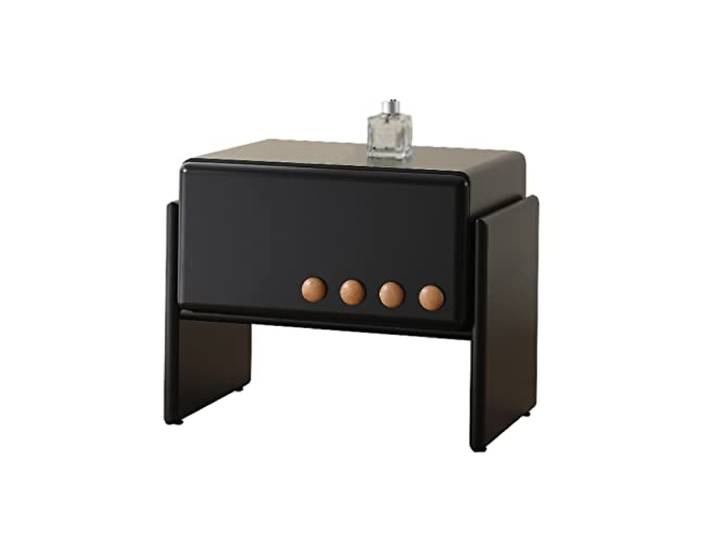 Vielseitig Nachttisch mit 1 Schublade, Beistelltisch for das Wohnzimmer Nachttisch mit Holzbeinen, modernes Ende for Schlafzimmer(Schwarz)