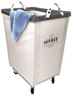 "Seville Classics Commercial Grade Heavy-Duty Extra Large Canvas Laundry Basket Hamper with Wheels, 22"" D x 16"" W x 27"" H"