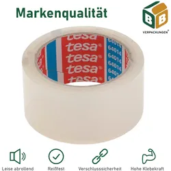 36 x Tesa Klebeband (5 cm x 66 m) transparent Paketklebeband Packband PP Kleberolle leise abrollend