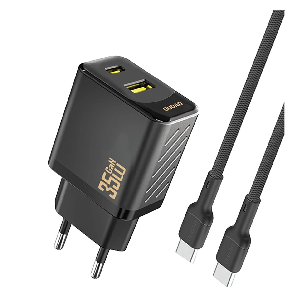 Dudao A27MaxCEU PD QC 35W USB-A/USB-C-Wandladegerät mit USB-C-Kabel - Schwarz (35 W, 2 Ports) (6977196682928)